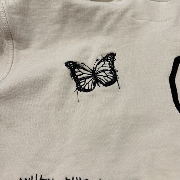 CHNGE Hoodie Mens M Sweatshirt Peace Love Skeleton Embroidered Organic Cotton - Picture 2 of 11